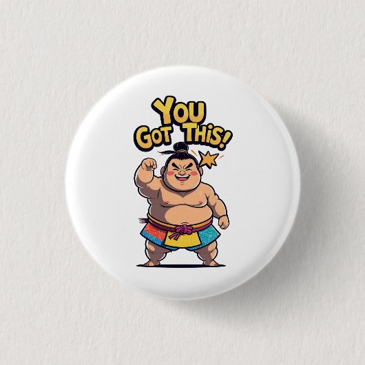 Sumo-Ringer mit der Motivation "Du Got das!" Button (Vorderseite)