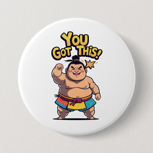 Sumo-Ringer mit der Motivation "Du Got das!" Button (Vorderseite)