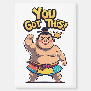 Sumo-Ringer mit der Motivation "Du Got das!" Magnet