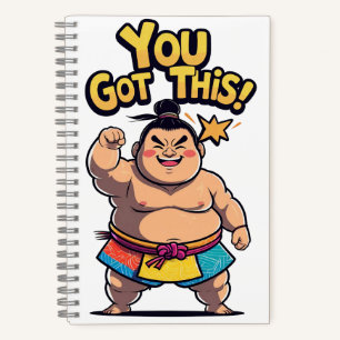 Sumo-Ringer mit der Motivation "Du Got das!" Notizblock