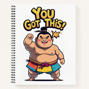 Sumo-Ringer mit der Motivation "Du Got das!" Notizblock