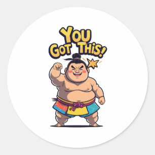 Sumo-Ringer mit der Motivation "Du Got das!" Runder Aufkleber