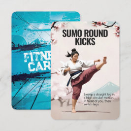 Sumo Round-Kicks-Fitness-Karte mit blauem Hintergr Save The Date