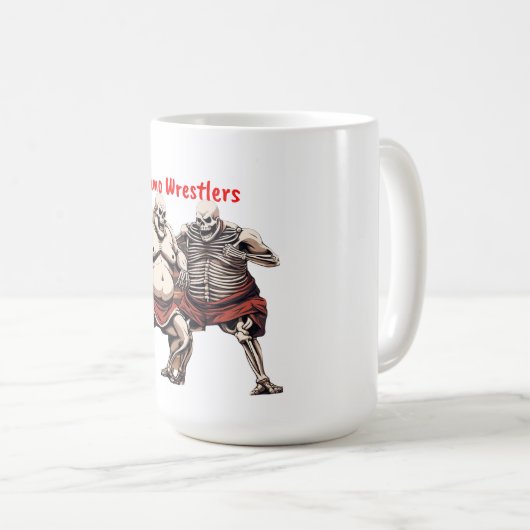 Sumo Skeleton Wrestlers in Aktion Kaffeetasse (VorderseiteRechts)