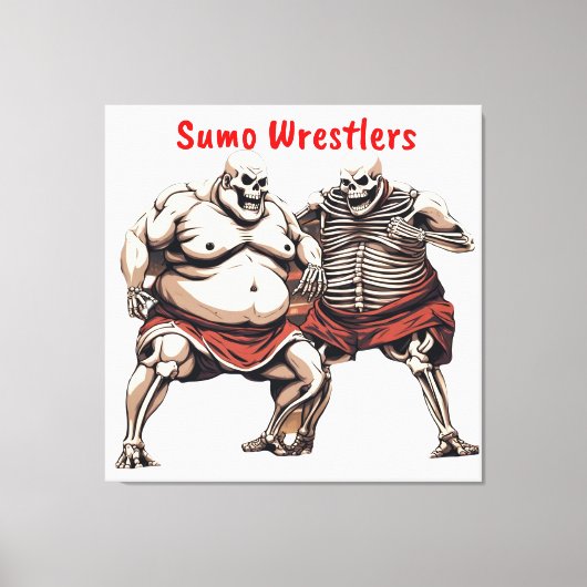 Sumo Skeleton Wrestlers in Aktion Leinwanddruck (Vorderseite)