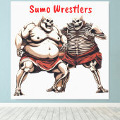 Sumo Skeleton Wrestlers in Aktion Leinwanddruck (Insitu (Holzboden))