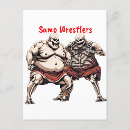 Sumo Skeleton Wrestlers in Aktion Postkarte
