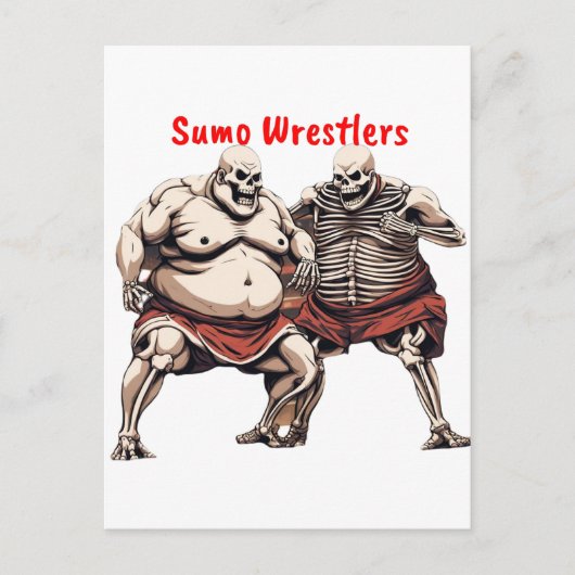 Sumo Skeleton Wrestlers in Aktion Postkarte (Vorderseite)
