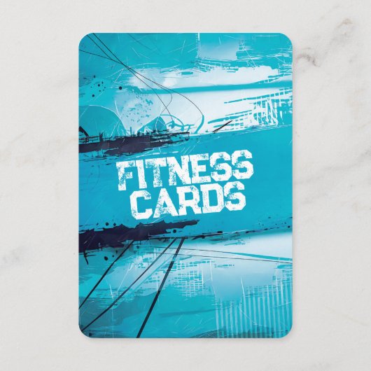 Sumo Squat Punches Fitness Card mit blauer Sicheru Save The Date (Rückseite)