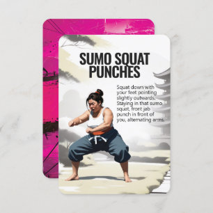 Sumo Squat Punches Fitness Card mit rosa Backing Save The Date