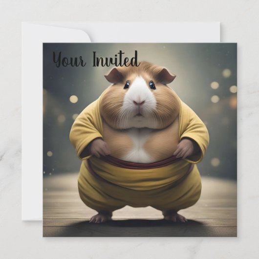 "Sumo Squeakdown: The Mighty Guinea Pig Wrestler" Einladung (Vorderseite)