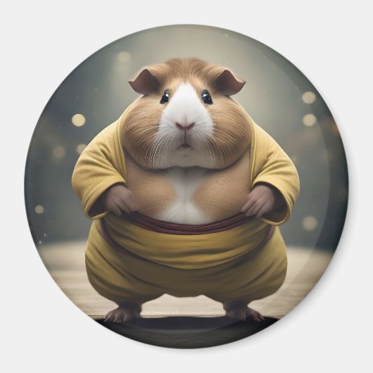 "Sumo Squeakdown: The Mighty Guinea Pig Wrestler" Magnet (Vorne)