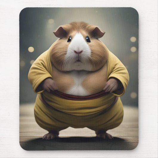 "Sumo Squeakdown: The Mighty Guinea Pig Wrestler" Mousepad (Vorne)