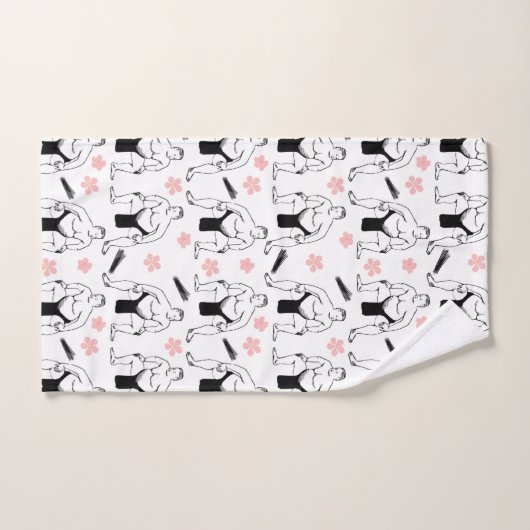 Sumo- und Kirschblüten Badhandtuch Set (Handtuch)