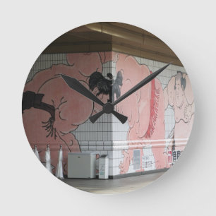 Sumo-Wandwand-Kunst Runde Wanduhr