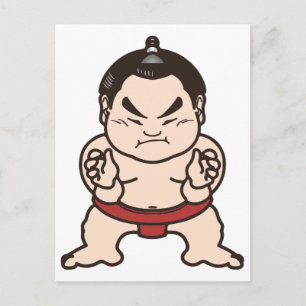 Sumo Wrestler Cartoon Japan Wrestling Postkarte