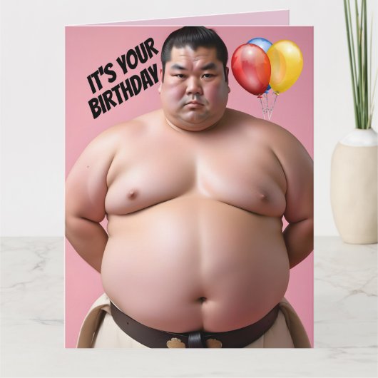 SUMO WRESTLER FUNNY BIRTHDAY BIG GREETING CARD KARTE (Vorderseite)