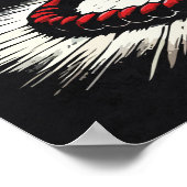 Sumo Wrestler In Red Moon, Japanese Anime Art Poster (Ecke)