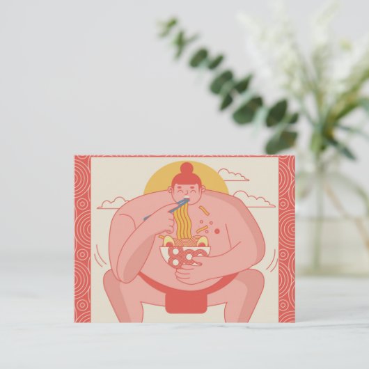 Sumo Wrestler Postkarte (Stehend Vorderseite)