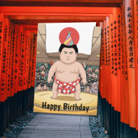 Sumo Wrestler unter dohyshi-japanischer Flagge