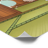 Sumo Wrestler unter dohyshi-japanischer Flagge Poster (Ecke)