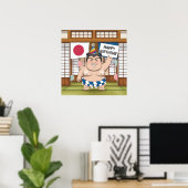 Sumo Wrestler unter dohyshi-japanischer Flagge Poster (Heimbüro)