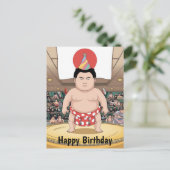 Sumo Wrestler unter dohyshi-japanischer Flagge Postkarte (Stehend Vorderseite)