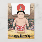 Sumo Wrestler unter dohyshi-japanischer Flagge Postkarte (Vorderseite)