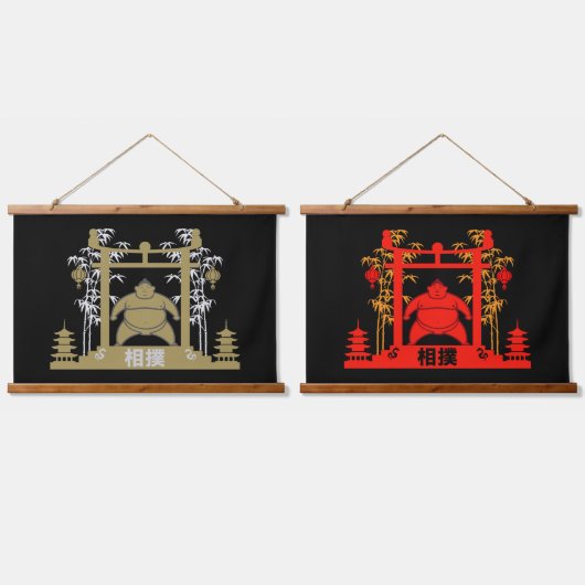 Sumo Wrestler Wandteppich Mit Holzrahmen (Doppelt)