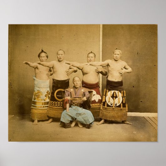 Sumo Wrestlers Japan Antique Foto 1877 Poster (Vorne)