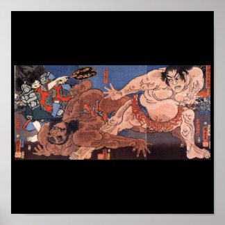 Sumo Wrestlers, japanische Malerei c. 1800 Poster