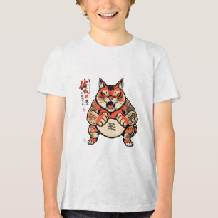 Sumorai Katze in Kampfstellung lustiger T - Shirt