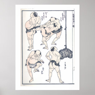 Sumōringer bei der Vorbereitung Poster