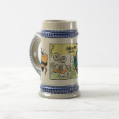Sumpf Bludgerigar Comic-Bier Stein Bierglas (Vorderseite Links)