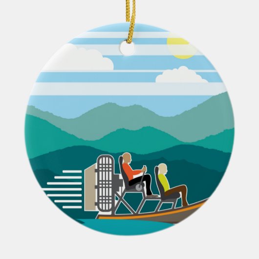 Sumpf-BootsfahrtAirBoat Keramik Ornament (Vorne)