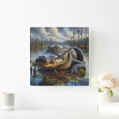 Sumpf-King-Gator-Uhr Quadratische Wanduhr (Zuhause)