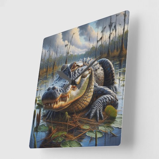 Sumpf-King-Gator-Uhr Quadratische Wanduhr (Winkel)