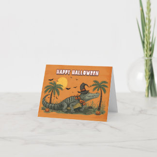 Sumpf-Zauber - Halloween-Alligator-Pumpkartine Dankeskarte