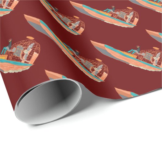 Sumpfboot Geschenkpapier (Rolleneckpunkt)