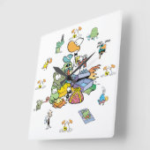 Sumpfcartoon-Charakteruhr Quadratische Wanduhr (Winkel)