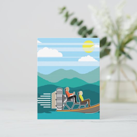 Sumpflandboot mit AirBoat Postkarte (Stehend Vorderseite)