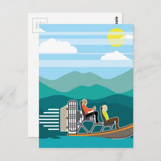 Sumpflandboot mit AirBoat Postkarte (Vorne/Hinten)