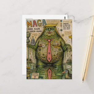 Sumpfmonster-Make-Algea-Grün-Wieder-Collage Postkarte