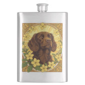 Sumpfpoodle und Gelbjasminen-Blume Flachmann (Vorderseite)
