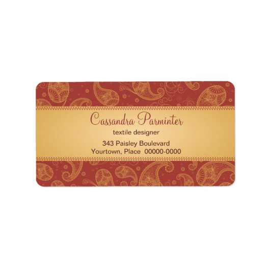 Sumptuous Paisley Address Labels Adressaufkleber (Vorne)