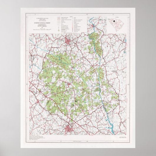 Sumter National Forest Map (1975) Poster (Vorne)