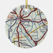 Sumter SC Vintag Map Keramik Ornament (Vorne)