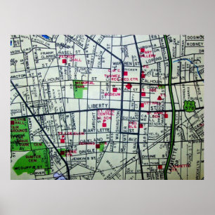 Sumter, SC Vintag Map Poster