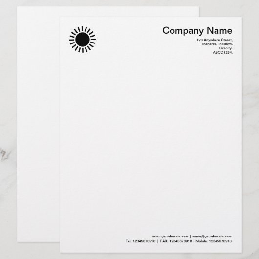 Sun 01 - Schwarz Briefbogen (Vorne/Hinten)