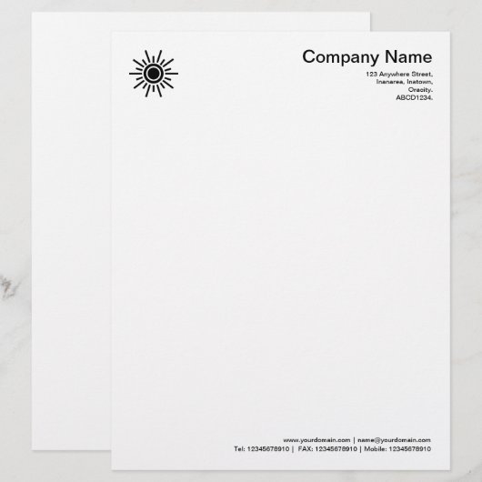 Sun 02 - Schwarz Briefbogen (Vorne/Hinten)